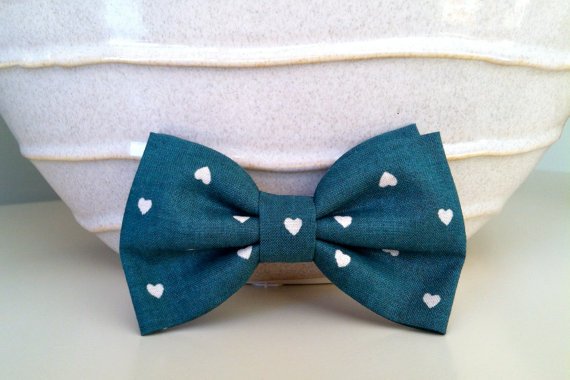 Blue bow tie with hearts